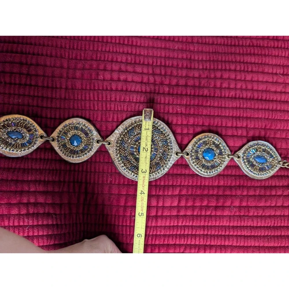 Chico's Beaded Medallion Chain Belt Boho Southwestern Festival Vintage Artsy